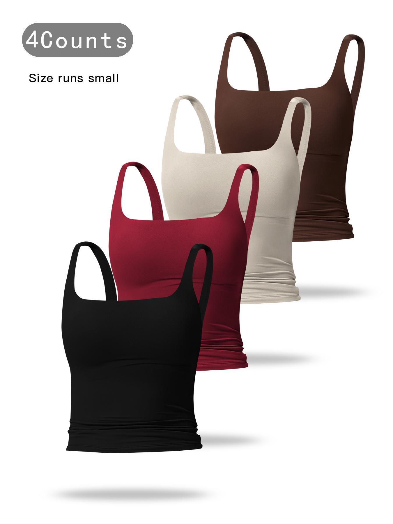 Women's Solid Color Sports Tank Top, Tight Sports Vest, Casual Comfy Breathable Sleeveless Sports Top for Yoga Gym Workout Running, Ladies Sportswear for All Seasons