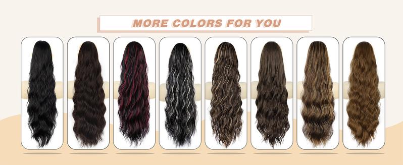Iridescent Ponytail Hair Extension Drawstring Ponytail Extension for Women Long Body Wavy Curly 26 Inch Clip in Ponytail Extensions Synthetic Heat Resistant Ponytail Extension