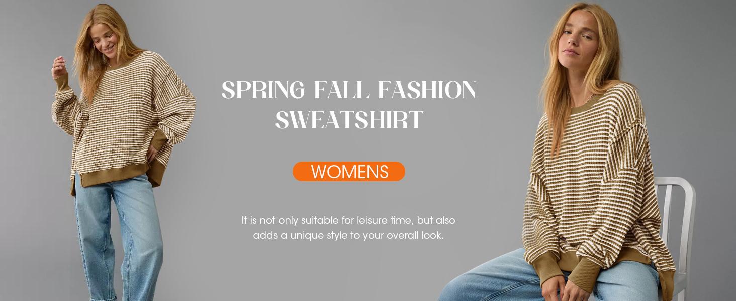 Fisoew Sports 2026 Summer Spring Women's Fall Oversized Sweatshirt Casual Waffle Knit Long Sleeve Crewneck Split Pullover Tunic Tops, Fisoew Sports 2026 Summer Spring Women's Fall Oversized Sweatshirt Casual Waffle Knit Long Sleeve Crewneck Split Pullover Tunic Tops,