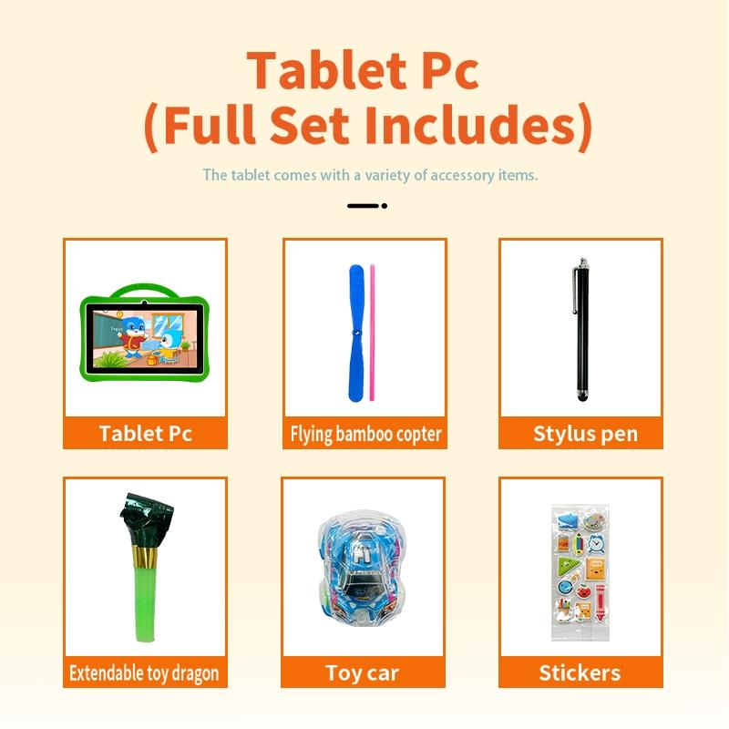 Dinosaur Kids Tablet PC 7 Inch Android System Dual Camera Quad-Core Processor 16GB Storage WiFi Bluetooth-compatible Wireless Shockproof Case Ideal Learning Entertainment Android Tablet Computer