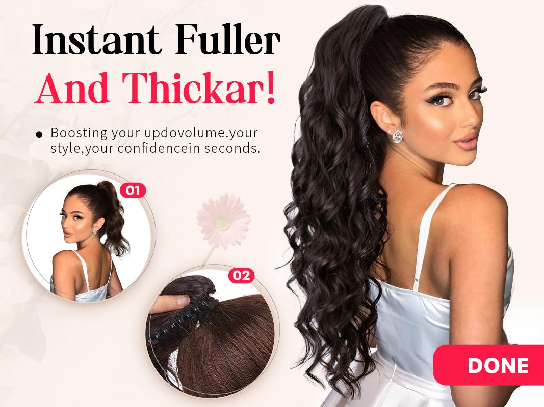 Iridescent 26" Claw Clip Ponytail Extension Wavy Ponytails Hair Extensions Jaw Clip on Pony Tails Synthetic Hairpiece for Women