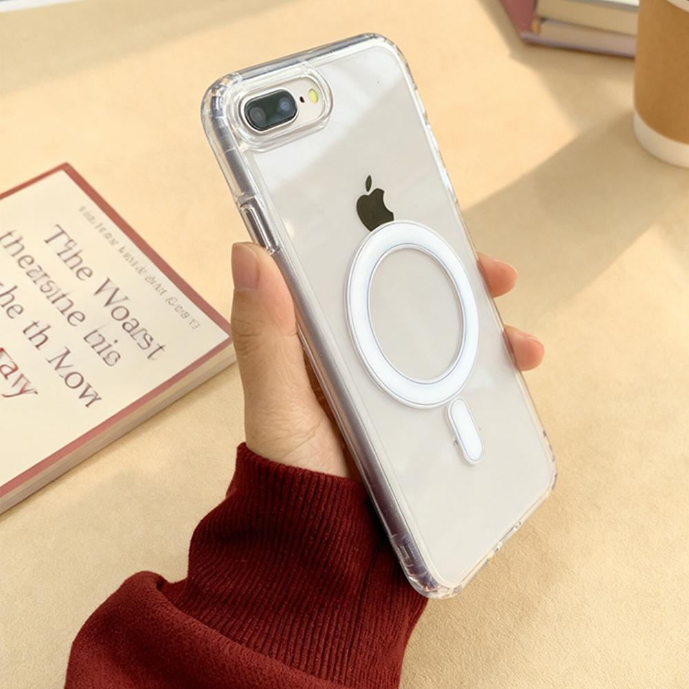 For iPhone 7 8 SE2 SE3 7Plus 8Plus Hard Acrylic Protective Cover Magnetic Wireless Charge Clear Protector Case