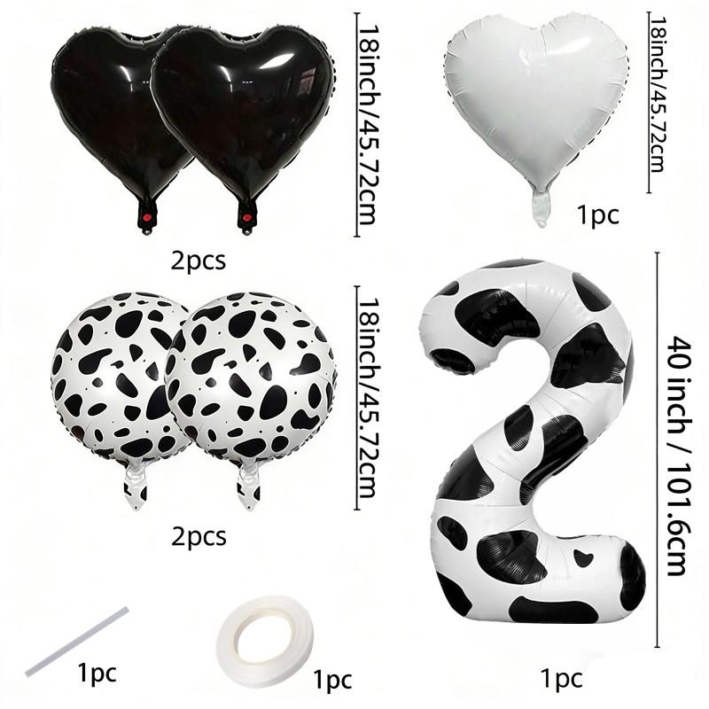Unique Cow Print Number Heart Foil Balloons, Luxury Series Multi Shape Kit, Wedding Bridal Party Decor, Grand Event & Celebration