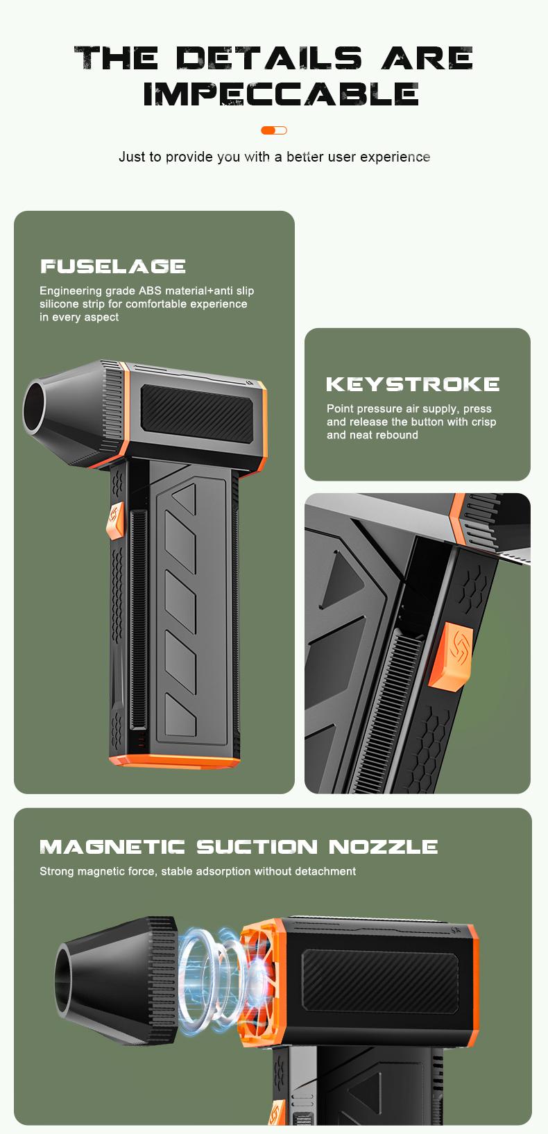 Electric Air Duster - 130000 RPM, Reusable, 3-Speed ​​Adjustable Turbine Air Compression Blower, Compressed air duster,Suitable for Computer Keyboard, Outdoor, Car, Home Cleaning.