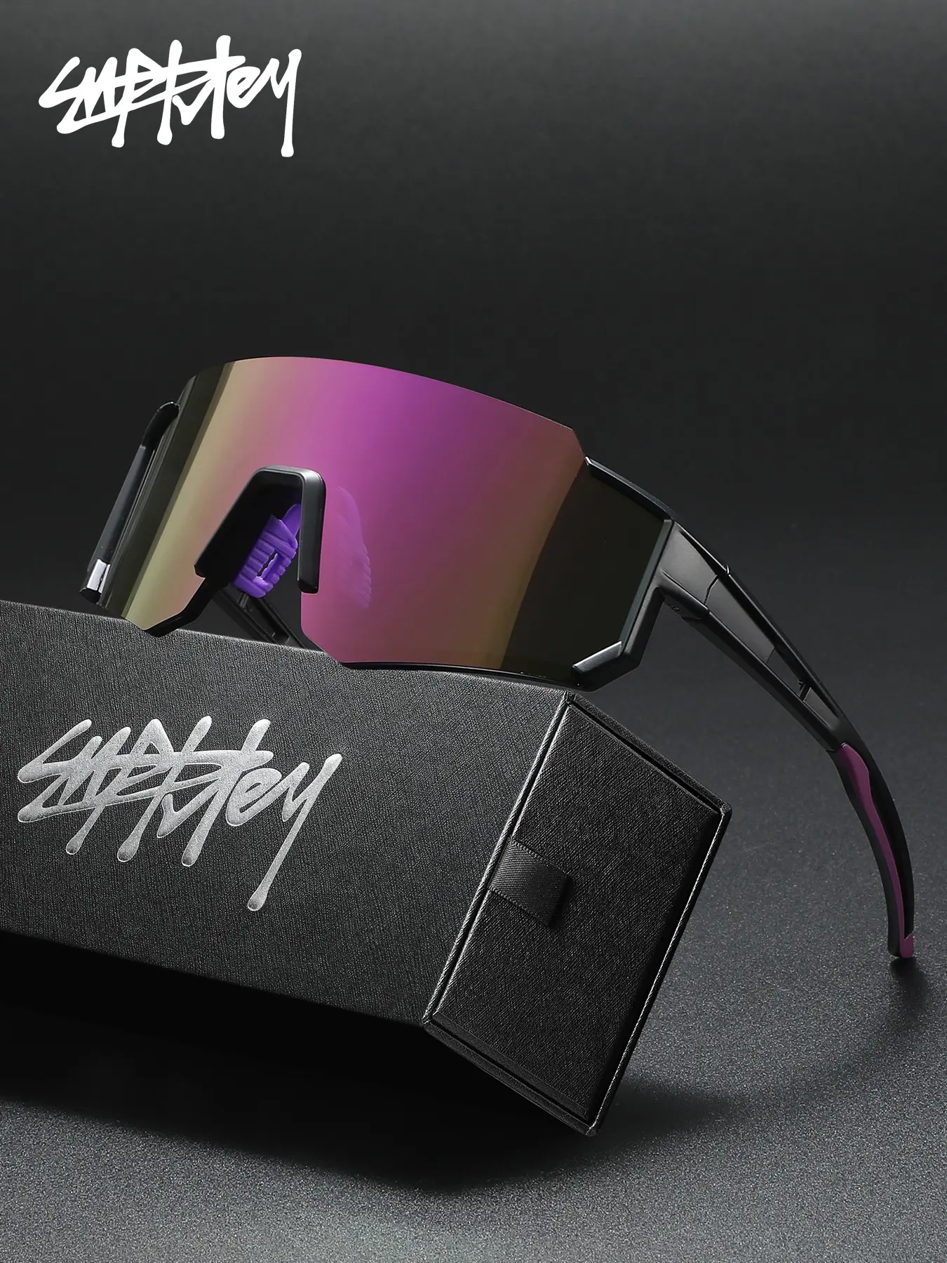 SUPKLEY Unisex Oversized Shield Outdoor Sports Sunglasses, Lightweight Windproof Design, Windproof Sports Eyewear, UV Blocking And Anti Glare, Perfect for Cycling, Hiking and Daily Streetwear, Lightweight Sports Sunglasses, Sports Biking Sunglasses