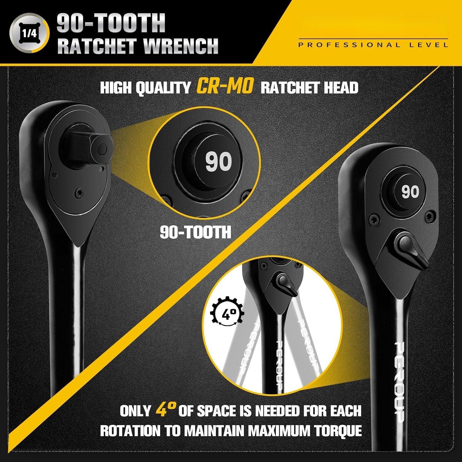 1/4-Inch Drive Ratchet Wrench, 90 Reversible Ratchet, 4- Swing, Handle, Chrome Alloy Made, Quick Release Ratchet Wrench for Repairing, , DIY 1/4-Inch Drive Ratchet Wrench, 90 Reversible Ratchet, 4- Swing, Handle, Chrome Alloy Made, Quick Release Ratchet Wrench for Repairing, , DIY