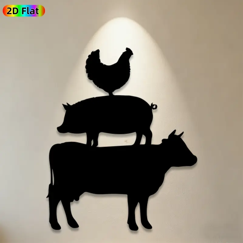 1pc Farm Animal Stacked Metal Wall Art,Charming Farm Animal Statue Mural,Ideal Gift for Easter,Thanksgiving,Farmhouse Decor Enthusiasts,Weather-Resistant Metal Wall Decor ,Perfect for Garden Wall & Backyard Fence,Delightful Rustic Outdoor Decor