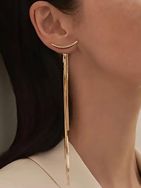 1 Pair Elegant Alloy Tassel Drop Earrings, Simple Iron Post, Versatile for Daily Wear & Parties, Creative Design, Ideal for Valentine'S Day Gift, All-Season Jewelry, High Quality Earrings