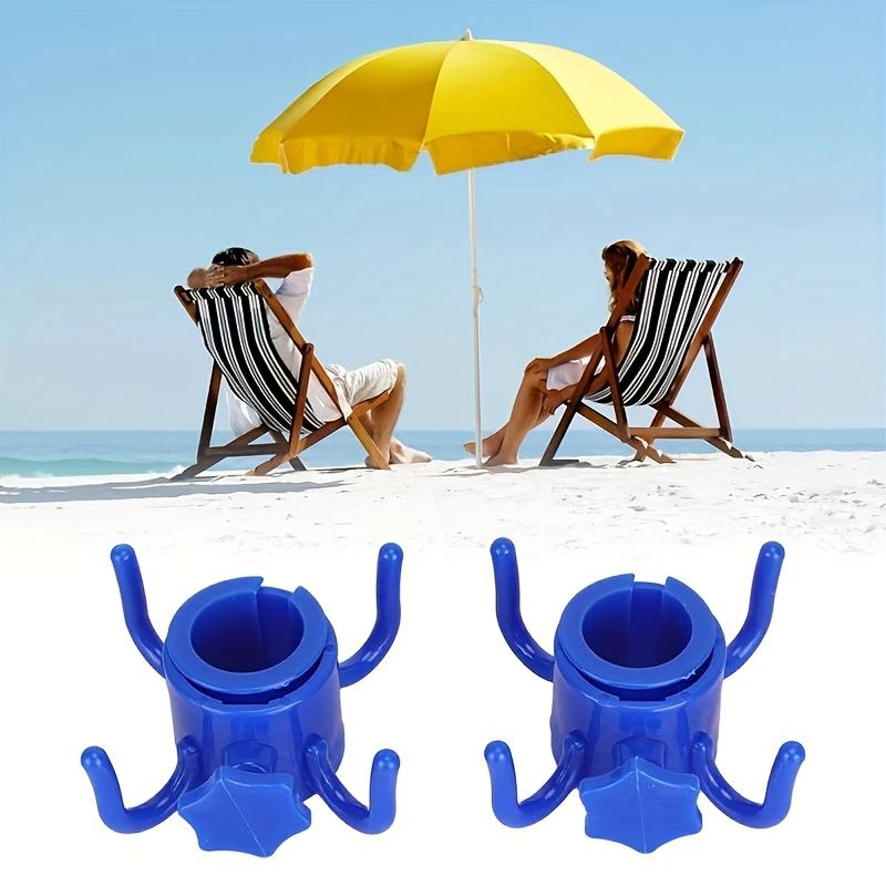 2pcs, adjustable 4-paw beach umbrella hook - Durable ABS plastic, multi-coloured (blue/green/white/orange) - Securely hang towels, cameras, clothes and bags - Suitable for 2.49cm-3.17cm parachute poles, suitable for beach, Utility Hooks