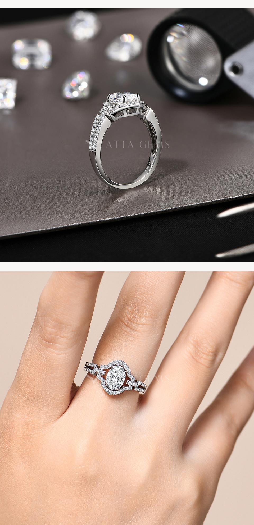 1.5CT Oval Shape D Color VVS1 Synthetic  Moissanite Ring for Women Birthday Gift Daily wear Fine Jewelry R194