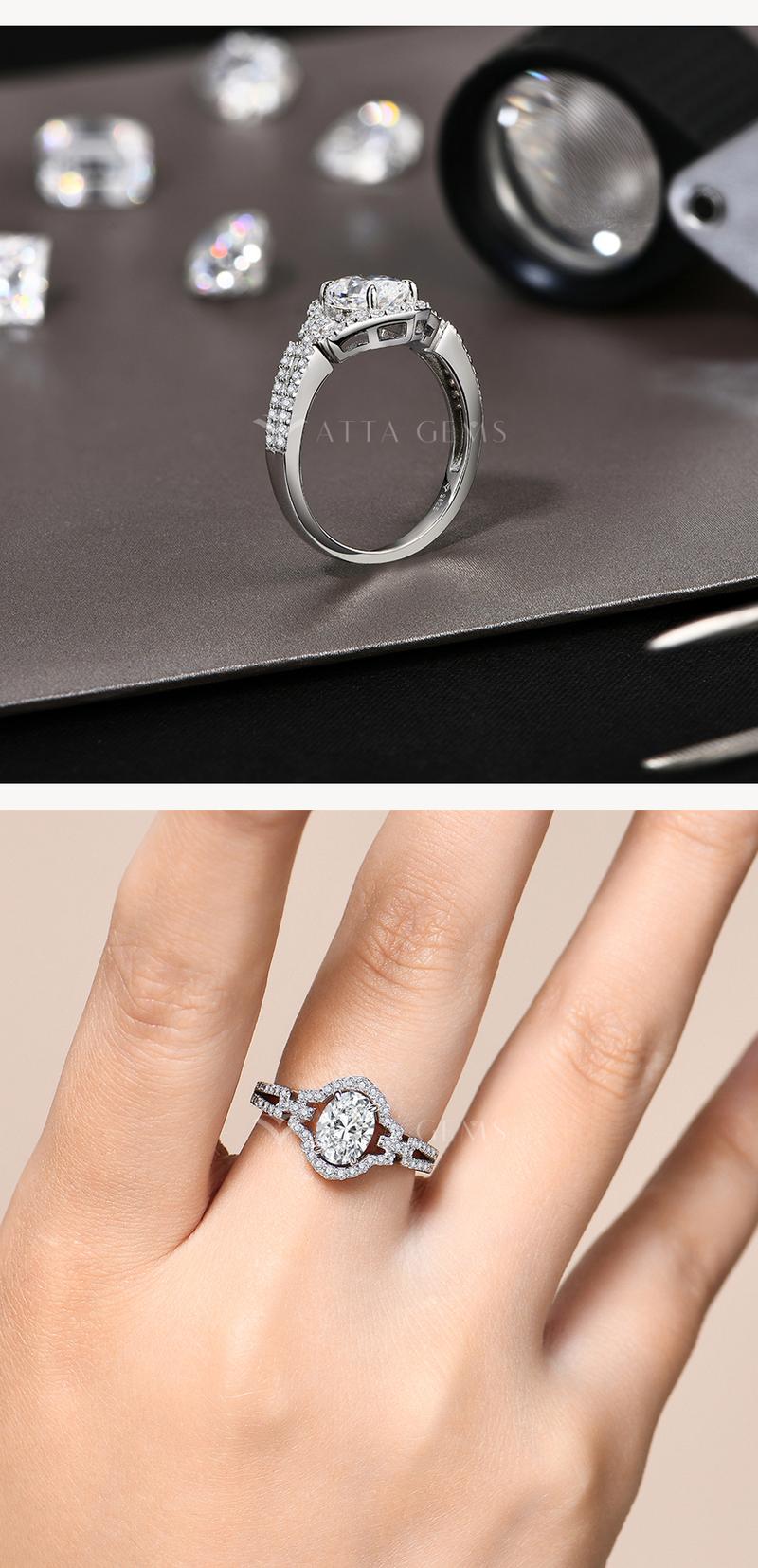 1.5CT Oval Shape D Color VVS1 Synthetic  Moissanite Ring for Women Birthday Gift Daily wear Fine Jewelry R194