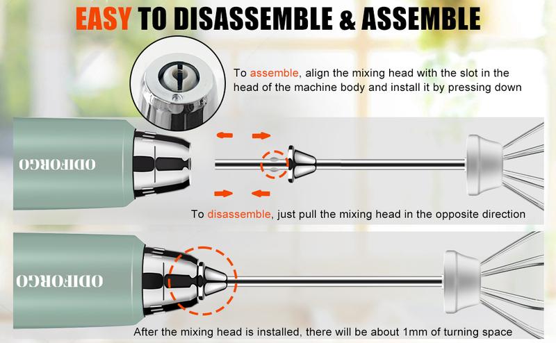 ODIFORGO Rechargeable Milk Frother,Milk Frother Handheld with 3 Heads 3 Speeds,Coffee Mixer,Frother Wand Drink Mixer,Electric Milk Bubbler,Detachable Stainless Steel Whisk for juice,Prebiotic Powder,Latte,Cappuccino,Matcha,Egg (Black)