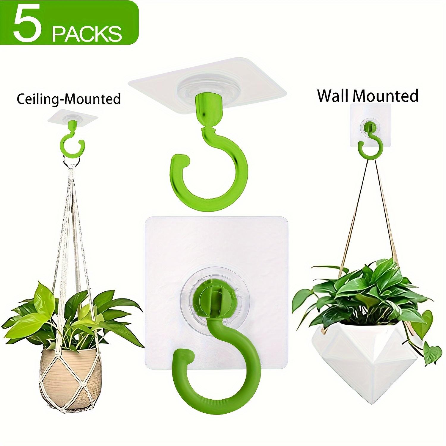 [No Drill] Rotatable Adhesive Ceiling Hooks | 5pcs | Plastic | No Drill, Easy Install | Home & Garden Decor, Hanging Plant Hooks, Plant Hangers | Modern | Self Adhesive Hooks