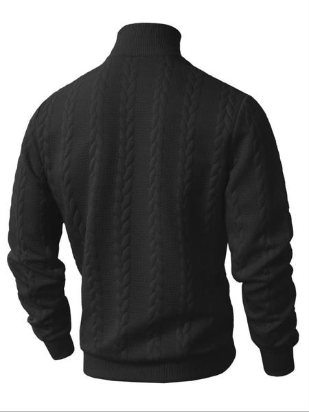 Men's solid color knitted jacquard turtleneck sweater is comfortable, warm and windproof, and can be layered. Casual, comfortable, regular slim fit long-sleeved sweatshirt, suitable for autumn and winter wear, and for men's daily outfits.