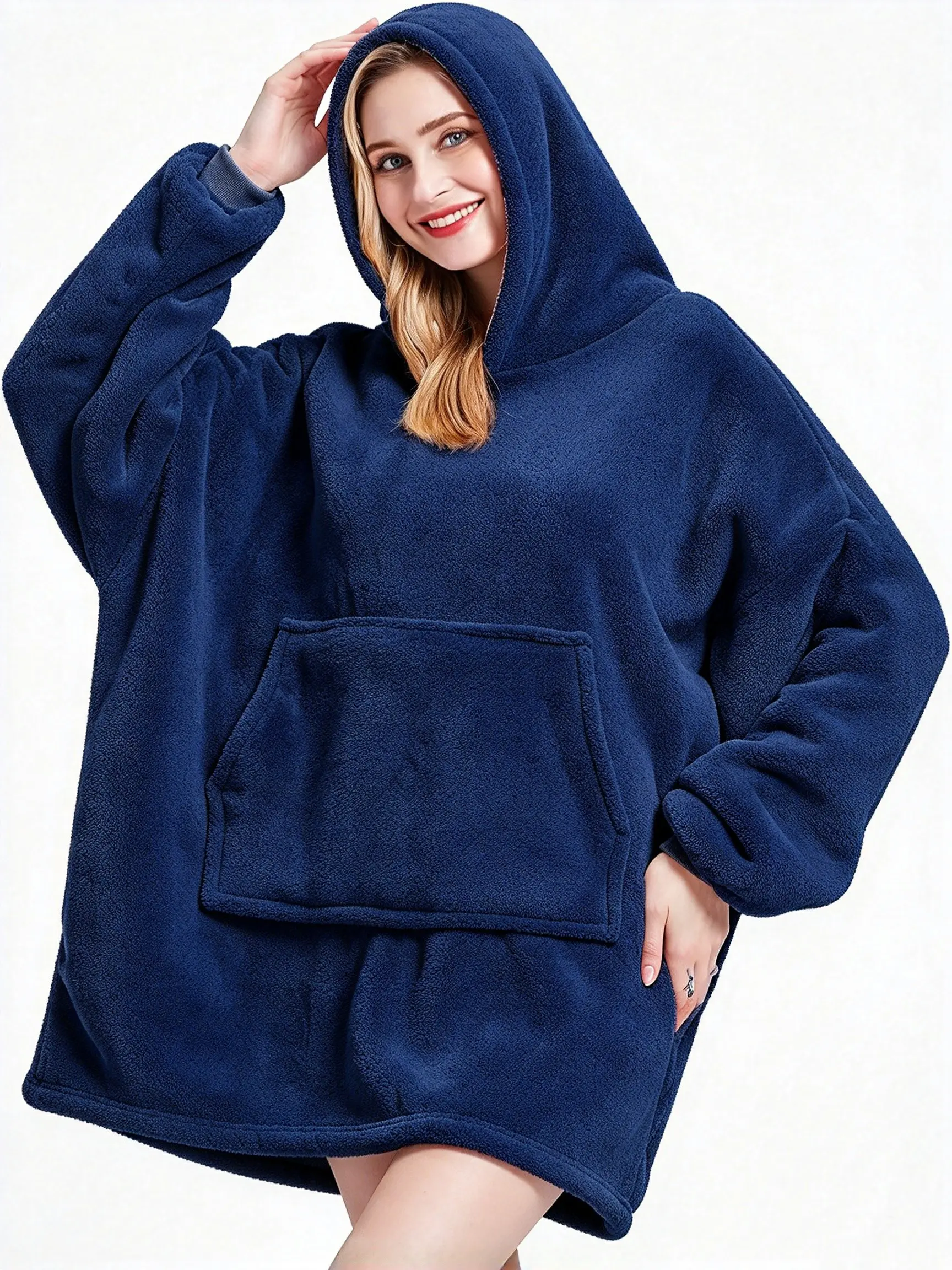 MUXHOMO Wearable Blanket - Oversized Sherpa Blanket Hoodie - Warm & Fuzzy, Sweatshirt with Gaint Pocket for Men, Women, Teens