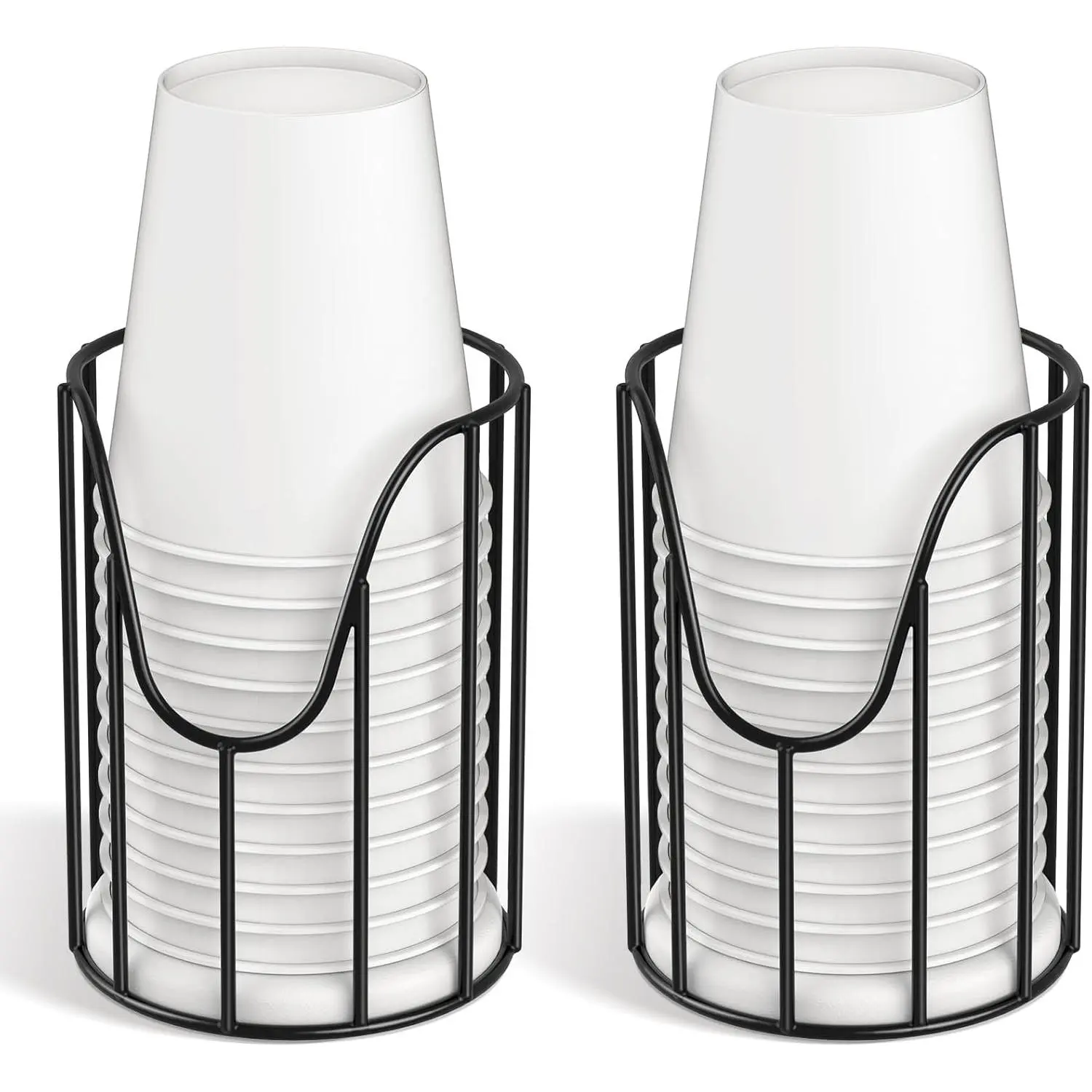 Bathroom Cup Dispenser, 3-5oz Dixie Cup Dispenser, Metal Dixie Cup Holder, Disposable Paper Cup Holder for Bathroom, Cotton Pad Holder, Guest Bathroom Essentials, Black, 2 Pack
