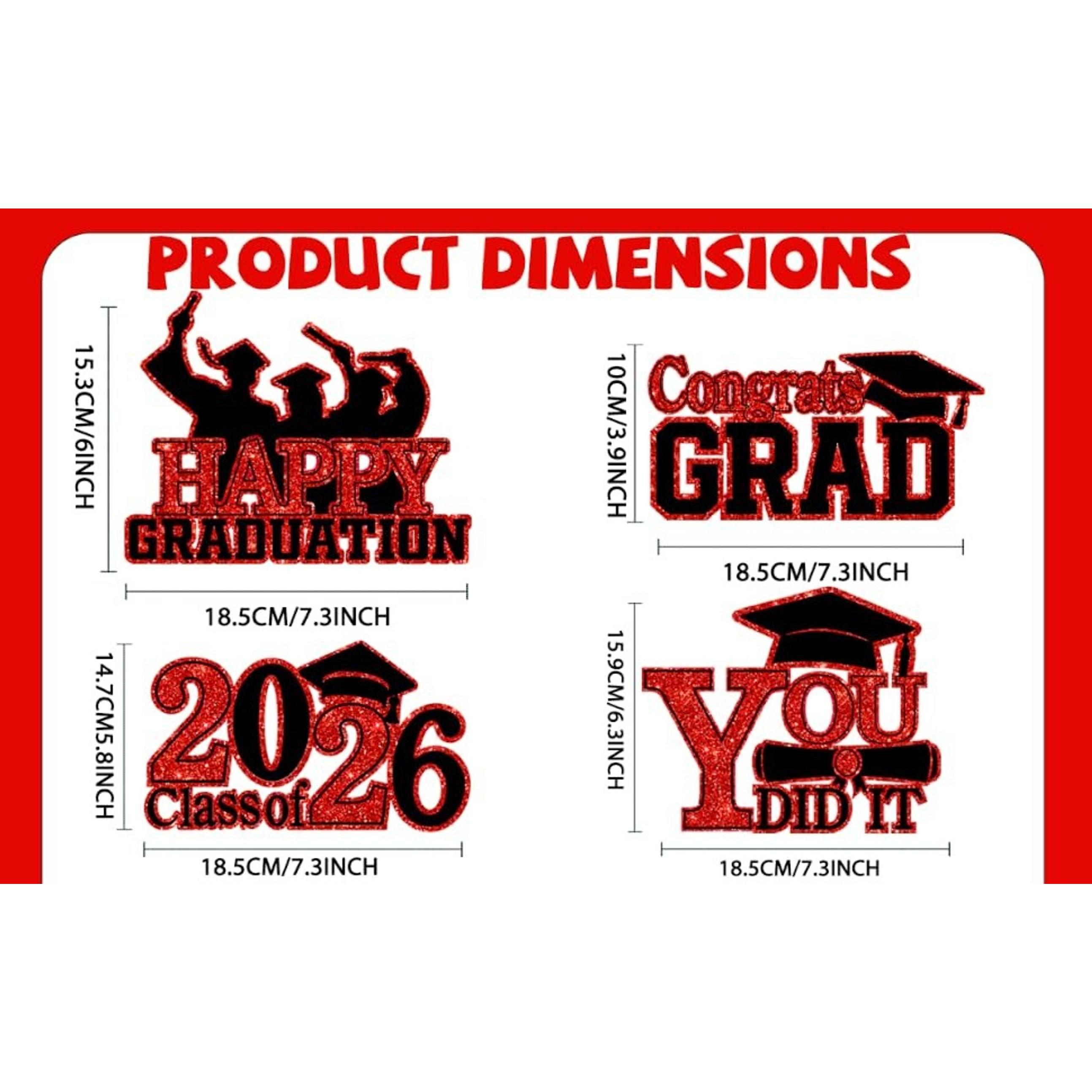 4Pcs Graduation Decorations Class of 2026 Wood Table Centerpieces Congrats Grad Wooden Sign Graduation Table Toppers Tiered Tray Decor for 2026 Graduation Party Red-Black