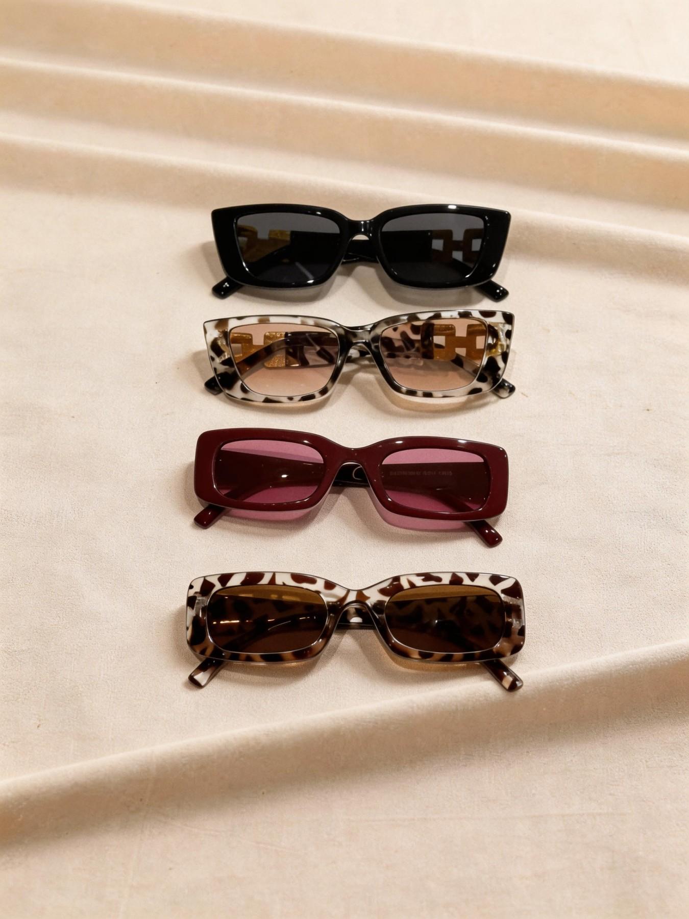 Elegant Women's Small Frame Sunglasses Set, Millennial Style, Perfect for Daily Outing and Vacation, 4 Pairs Included