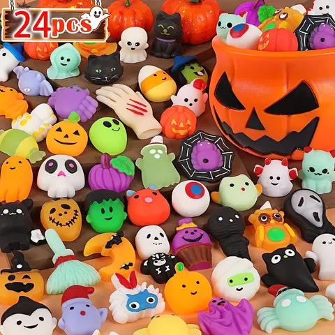 Halloween Squishy Mochi Toy, Cute Pumpkin Ghost Anti-Stress Relief Ball, Soft TPR Sensory Fidget Toy, Spooky Decompression Toy for Kids and Adults, Essential Holiday Supply, Stylish Trendy Piece, Perfect Gift