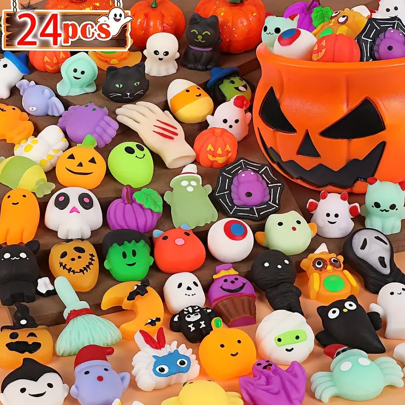Halloween Squishy Mochi Toy, Cute Pumpkin Ghost Anti-Stress Relief Ball, Soft TPR Sensory Fidget Toy, Spooky Decompression Toy for Kids and Adults, Essential Holiday Supply, Stylish Trendy Piece, Perfect Gift