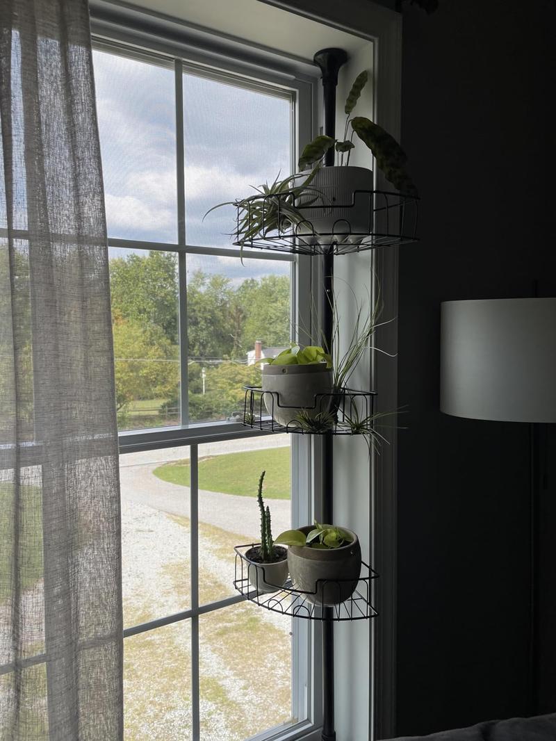 Springtok Corner Shower Caddy Tension Pole Storage Organizer with 4 Adjustable Baskets, Rustproof, Stainless Steel for Shower Shelves,Bathroom Bathtub,DIY Room Racks