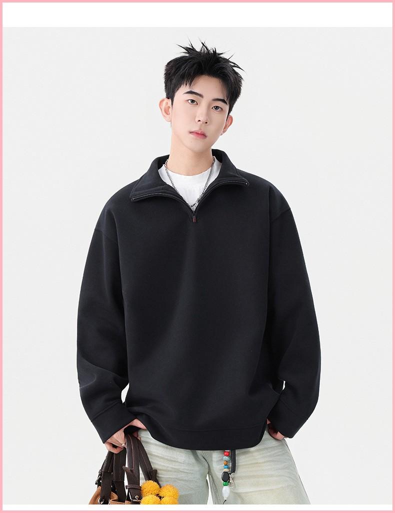 Couple Sweatshirt Men's Spring And Autumn Loose Shoulder Long Sleeve 2026 New Spring Men's Half Turtleneck Solid Color Bottoming Shirt