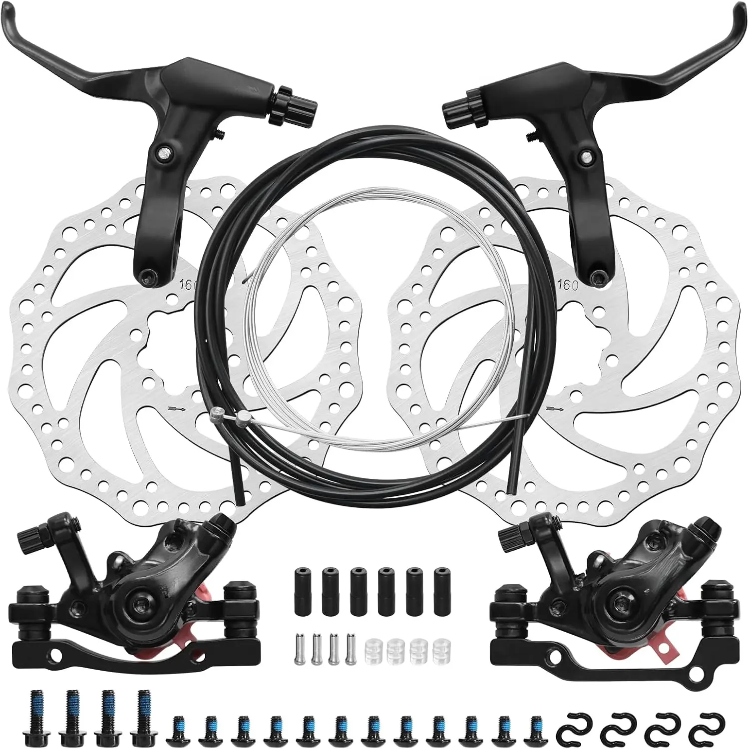 MTB Cable Disc Brake Kit |   Dual Piston Calipers with 160mm Rotors