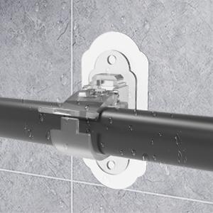 4 Pack Adhesive Curtain Rod Holders, No Drilling Curtain Rod Brackets, Renter Friendly Curtain Hanger, Fits 0.5'' to 1.2'' Rods, Heavy Duty Curtain Rod Hooks for Apartment Bathroom Dorm Kitchen