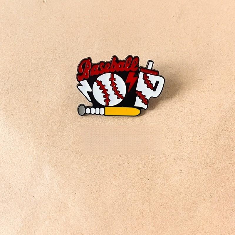 1 pc Cartoon Skull Pin Badge, Unique Baseball Sports Metal Emblem, Creative Clothing Bag Medal Brooch Accessory Gift, Fashionable Jewelry