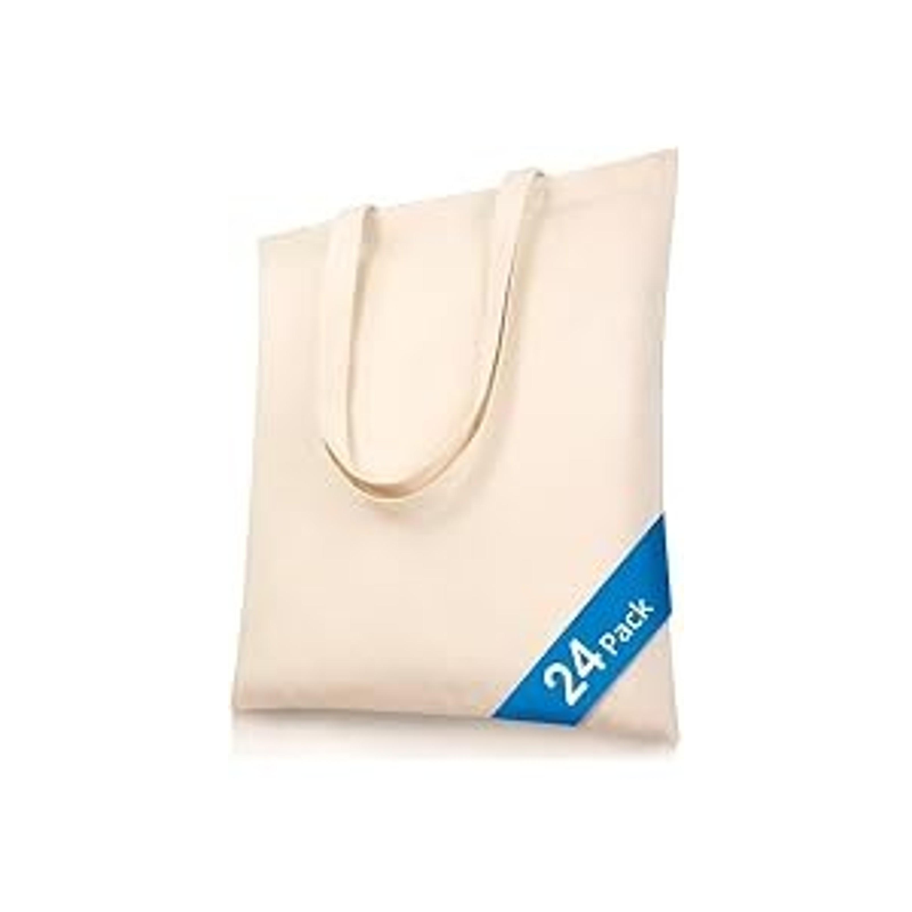 Canvas Tote Bags, 15 x 16 in – 100% Cotton Blank Reusable Grocery & Craft Tote Bag with Long Handles