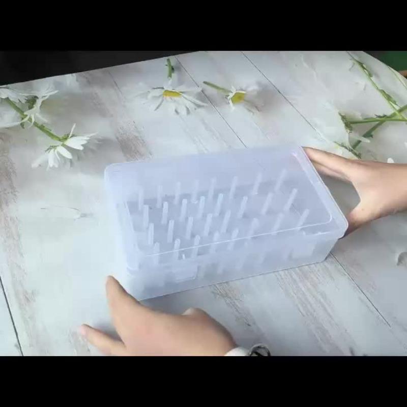 42 Compartment Clear Plastic Sewing Thread Organizer Box - Durable Multi-Purpose Storage Container for Medium Spools, Craft Room And Travel Supplies, White Fabric Storage for Box with Clear Dividers, Spool Storage for Box, Durable Material