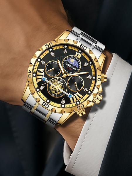 A genuine men's business student luminous waterproof flywheel high-end quartz watch Analog Quartz Watch