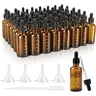 48-Piece 2 oz/50ml Amber Glass Bottles Set with Precise Scale Droppers - Reusable Leak-Proof Storage Containers, Cylindrical Vial Storage Bottles & Jars for Essential Oils, Travel Liquids, Reusable Glass Bottles