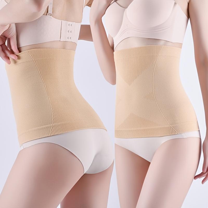 Large-sized abdominal support belt for women, four-season elastic waist cinching belt - suitable for postpartum use and everyday wear | Breathable, seamless, and invisible undergarment belt, available in black and light beige (M-2XL)