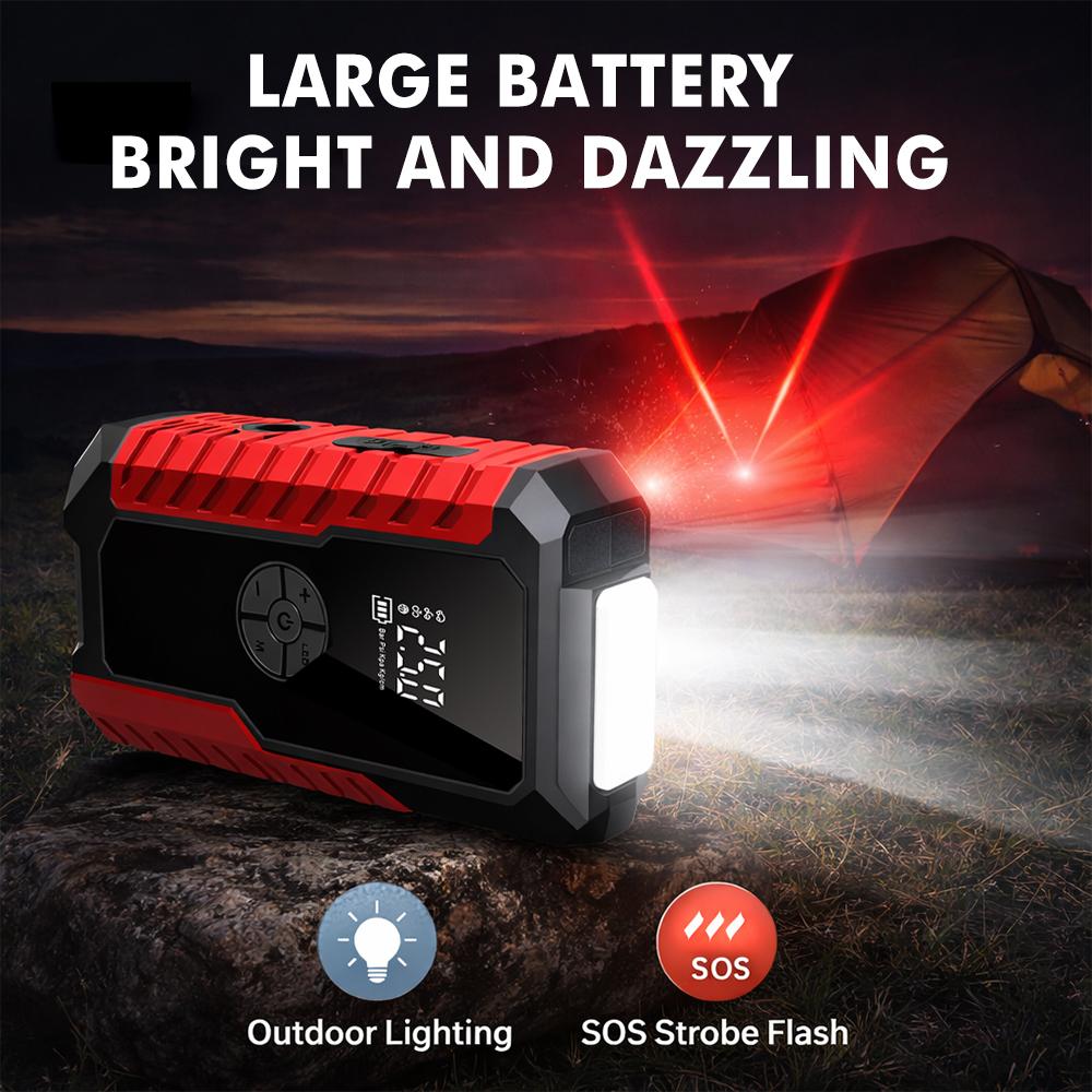 Car Jump Starter with Air Compressor - 12V Battery Booster, Tire Inflator & Power Bank for Gas/Diesel Vehicles