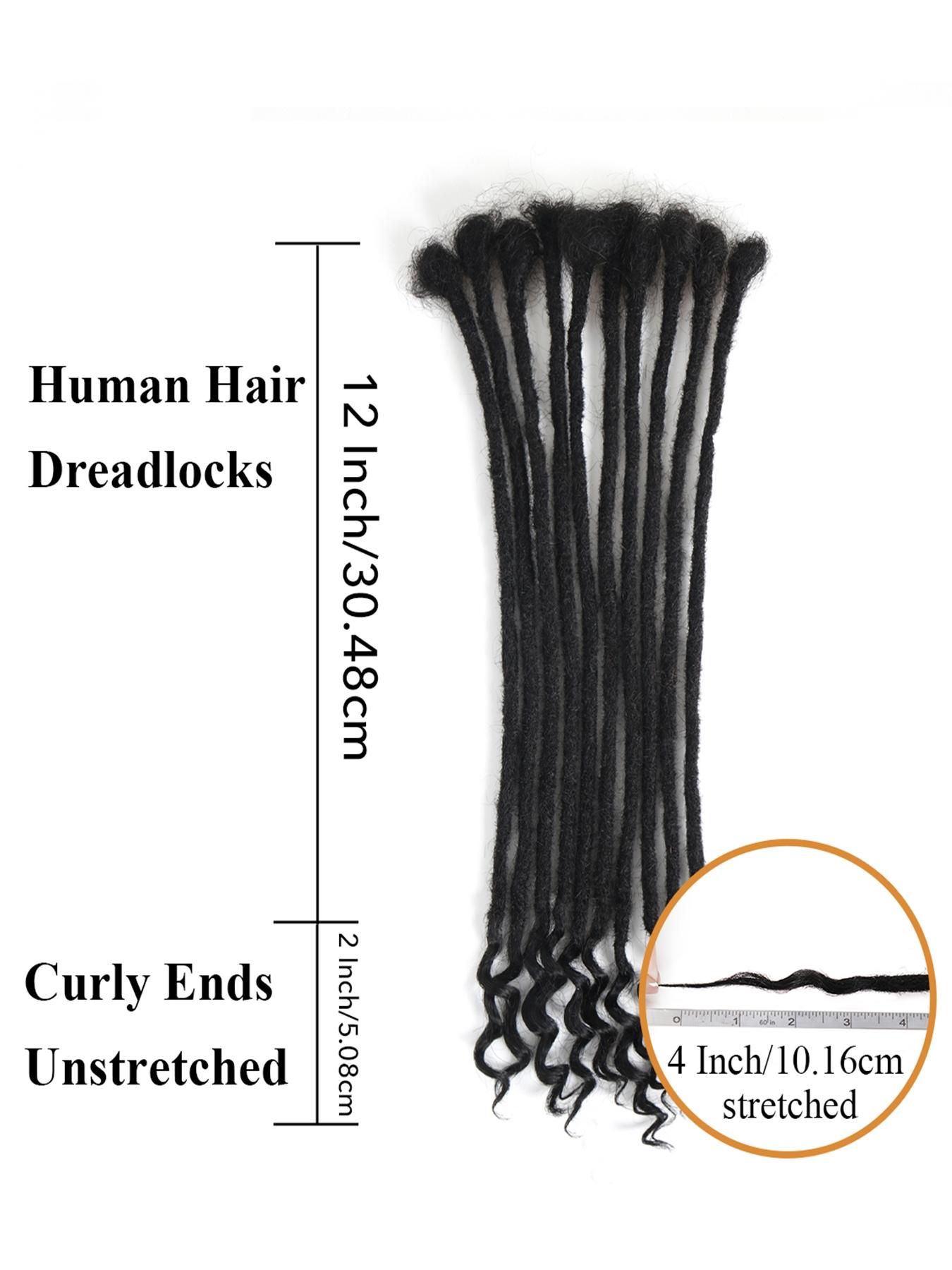 100% Real Human Hair 0.4cm Width 8 Inch Loc extensions Human Hair with Curly Ends 30 Strands per pack Full Handmade Dreadlock Extensions Can be dyed and bleached for Men Women Kids