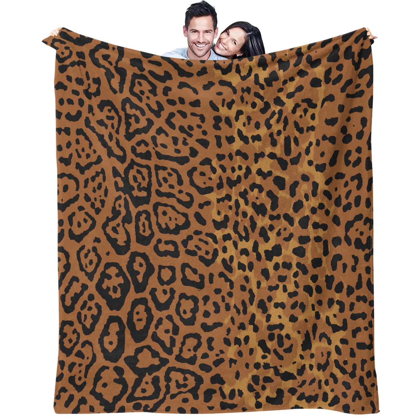 Classic Leopard Print Luxury Vintage Bohemian Throw Blanket, Soft Lightweight Multi-Use Blanket for Car, Home, Library, Office & Nap Time, Perfect Housewarming Birthday Christmas Gift