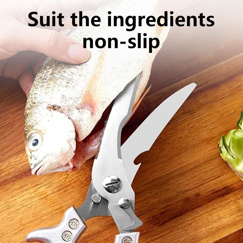 1pcs stainless steel kitchen scissors, multi-purpose, sharp and practical poultry scissors, can be used for vegetables, fish, chicken bones, etc., cooking scissors are a must-have in the kitchen, dishwasher safe