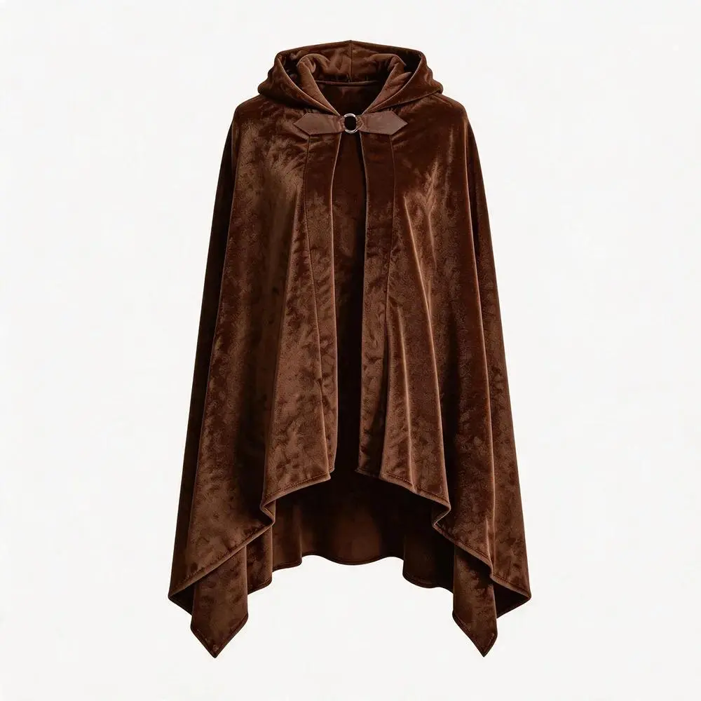 2026 Elf Knight Short Cloak Cosplay Halloween Wizard Suede Cape Men's Velvet Hooded Cloak Renaissance Period Cosplay Costume
