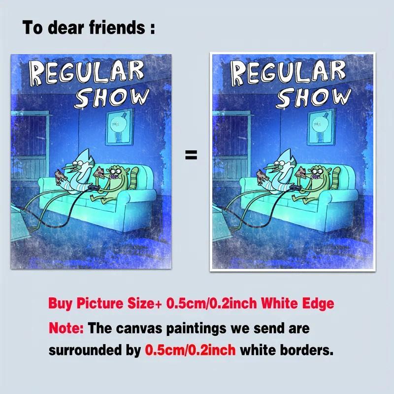 1 piece/set frameless canvas painting print poster, Game Poster art, Regular Show Mordecai and Rigby Gaming, Home wall decor, a perfect gift for Video games loves, ideal gift for bedroom, living room, wall decoration, room decor, Pictures wall decor