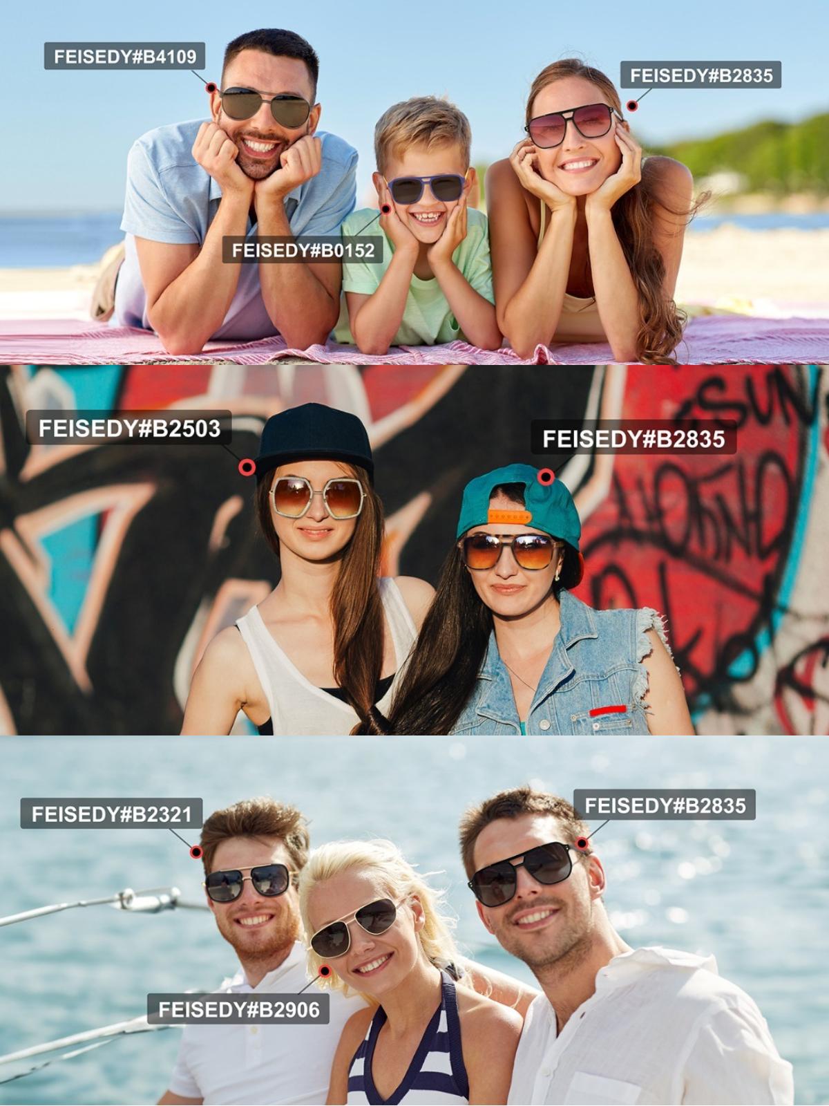 FEISEDY Retro Square Sunglasses Women Men 70s Vintage Trendy Plastic Frame Sun Glasses B2835