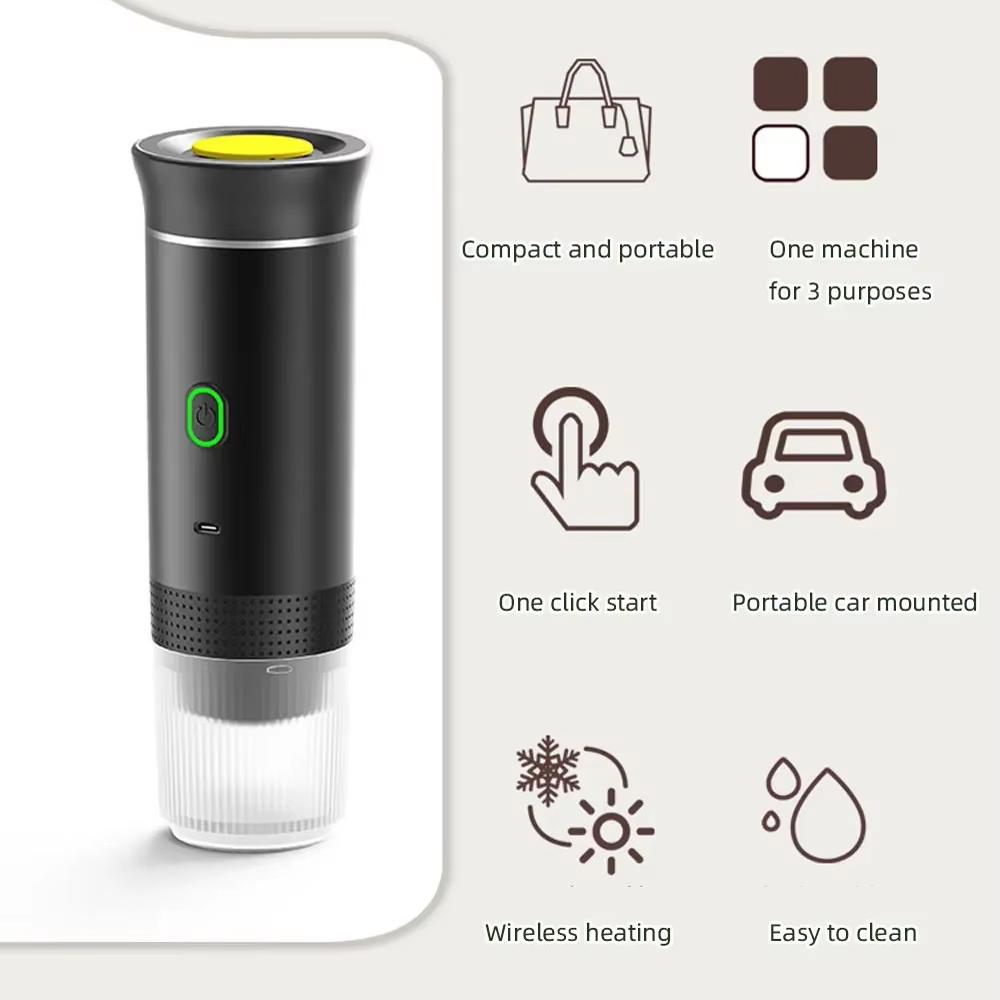 Portable Coffee Machine, Travel Coffee Machine, Espresso Maker, Rechargeable Coffee Maker with Instruction Manual, Coffee Making Tool for Home Office Use, Household Kitchen Appliances