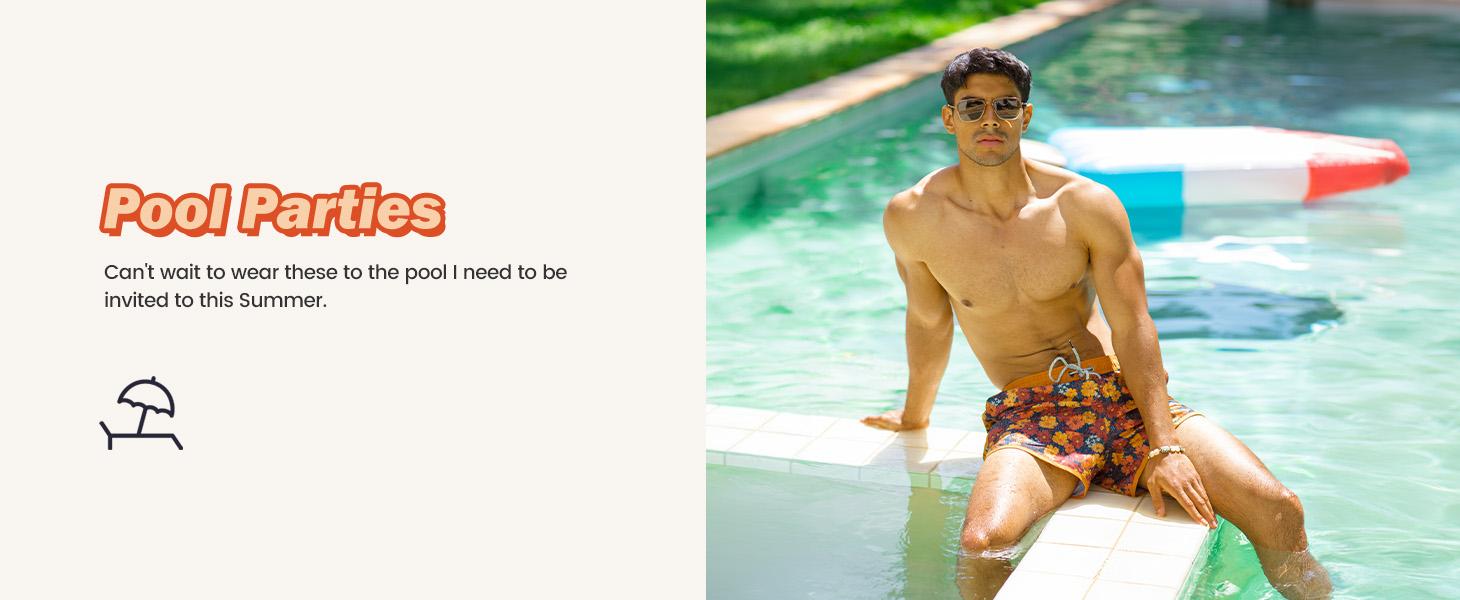 Men’s Quick Dry Floral Swim shorts with Adjustable Waistband, Spandex, Quick-Drying,  – Lightweight Summer Beach Trunks, Beach Activities, Casual Vacation