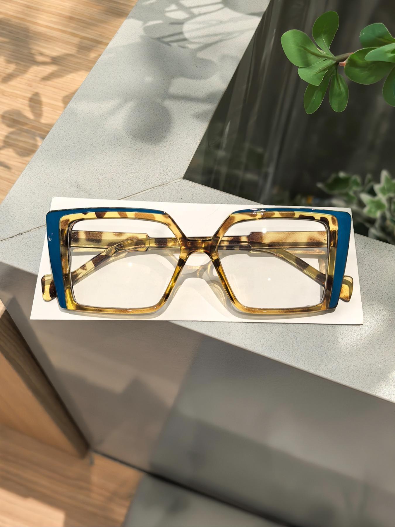 Unisex Tortoiseshell Rectangular Eyeglasses Frame, Leopard Pattern Eyeglasses, High Quality Eyewear, Casual Fashion Glasses for All Seasons, Lightweight Durable Design for Students Daily Use