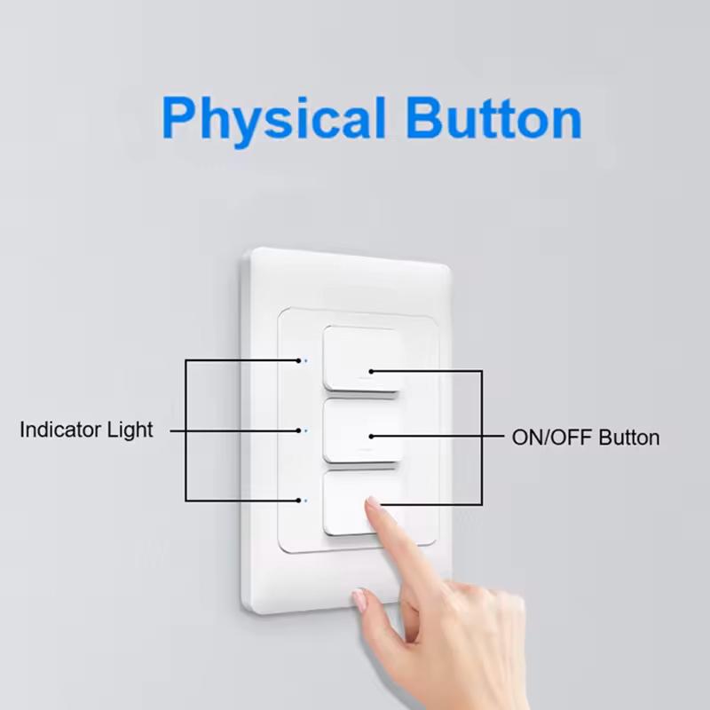 Smart Light Switch WiFi Zigbee, No Neutral Wire, Panel Mount, Push Button, 1/2/3 Gang, Ac100v-250v, Smart Voice Control Compatible with Alexa&Google Home