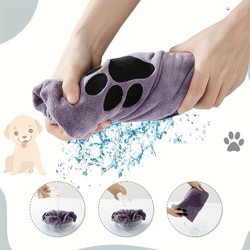 2-Pack Quick-Dry Microfiber Pet Towels for Dogs, Absorbent, Non-Shedding, Soft, Fast-Drying, Paw Print Design, Blue