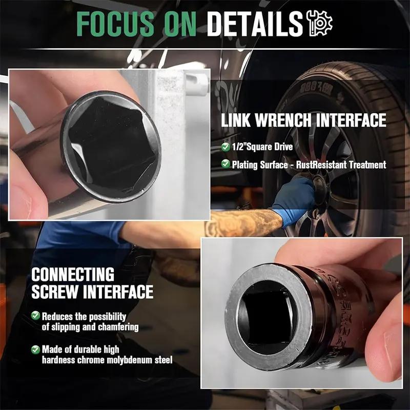 12 Drive Impact Socket Set, 10 Sockets and Driver Tool Kit, Standard Metric Size (8-24mm) Mechanics Tool Kit Socket Kit Metric Drive Socket Wrench Set with Plastic Tool Case