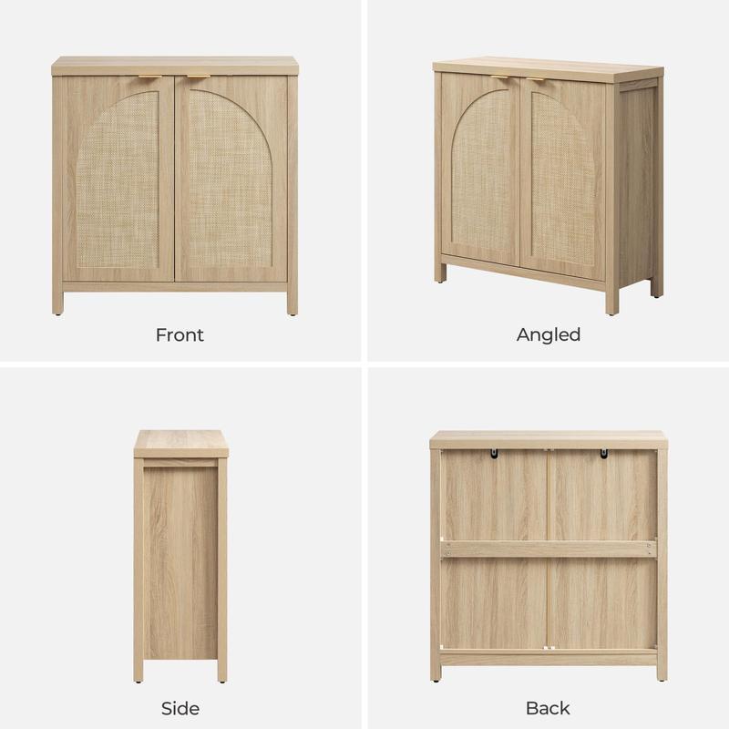 SICOTAS Accent Storage Cabinet with Rattan Doors, Room Decor Sideboard Buffet Cabinet with Adjustable Shelves, Multifunctional Console Table Rattan Credenza for Dining Room Living Room Entryway, Versatile Design SICOTAS Accent Storage Cabinet with Rattan Doors, Room Decor Sideboard Buffet Cabinet with Adjustable Shelves, Multifunctional Console Table Rattan Credenza for Dining Room Living Room Entryway, Versatile Design