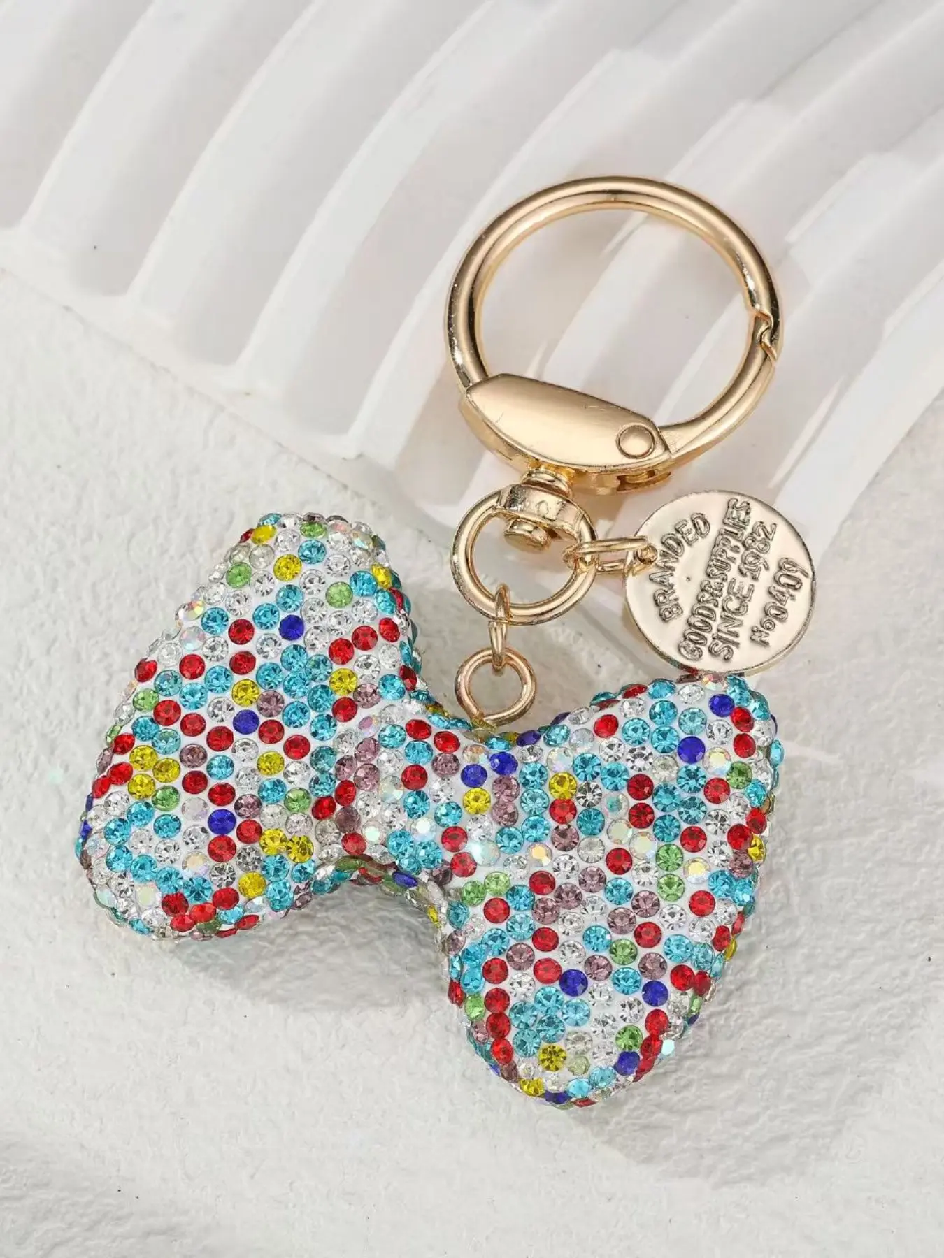 Cute Sparkly Bow Keychain, Multicolor Crystal Butterfly Pendant, Durable Alloy Key Ring, Fashionable Bag Charm, Sweet Gift for Women and Girls
