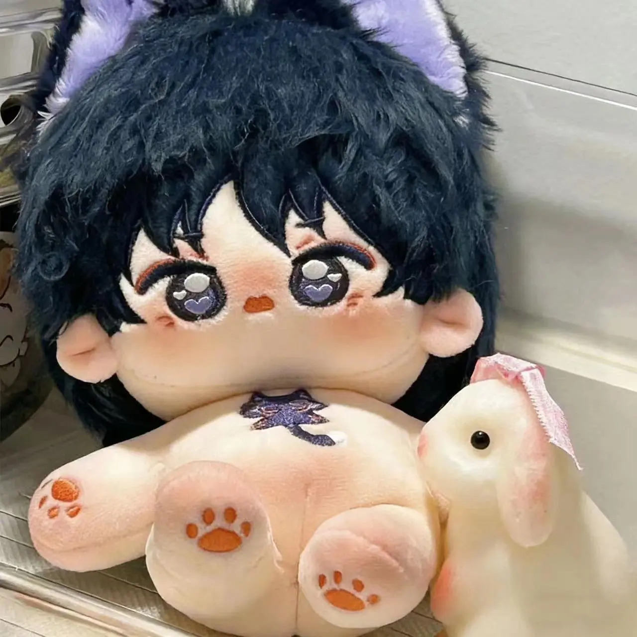 20cm Anime Genshin Impact Scaramouche Wanderer Plushie Stuffed Dress-up Plush Doll Body Toy Collectible Figure Birthday Gift